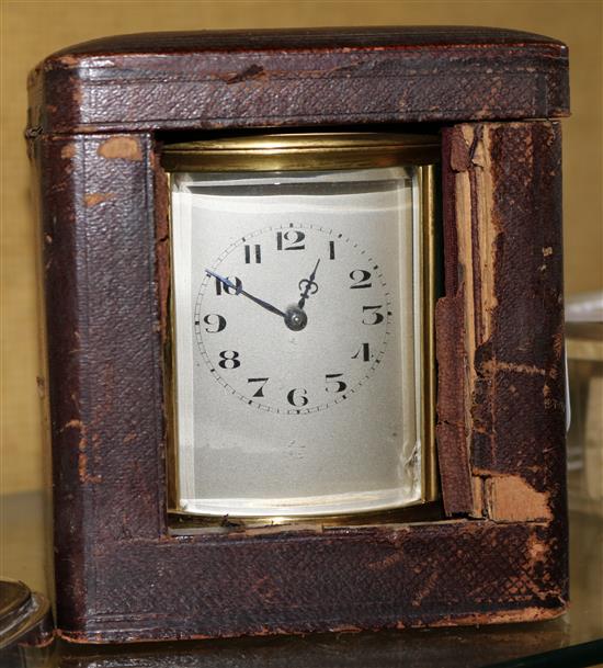 Edwardian oval brass carriage clock(-)